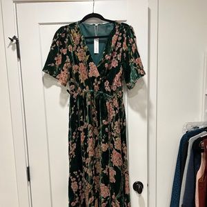 Baltic born velvet green maxi dress